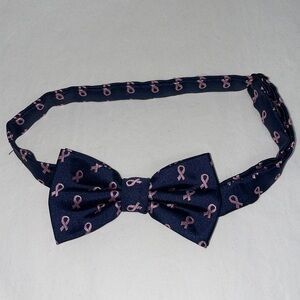 JACOB Alexander Bow Tie navy blue Pink Ribbon Breast Cancer Awareness Adjustable